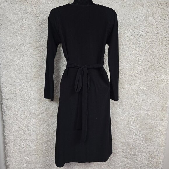 Norma Kamali Black M Long Sleeve Stretch Wrap Dress Career Office Minimalist - Picture 4 of 11